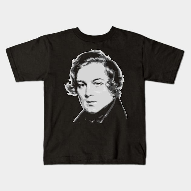 Robert Schumann Black and White Kids T-Shirt by Nerd_art